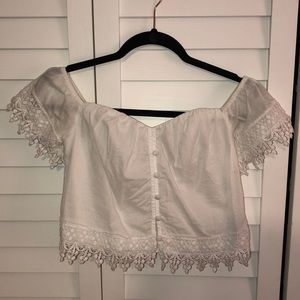 Guess white off the shoulder crop top